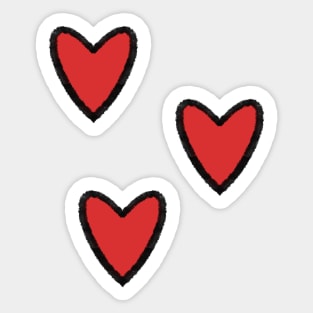 Three Red Hearts Sticker